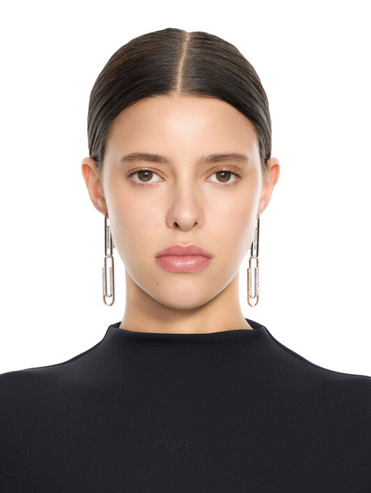OFF WHITE Paperclip Strass Earrings GOLD OWOD2ACS26MET001