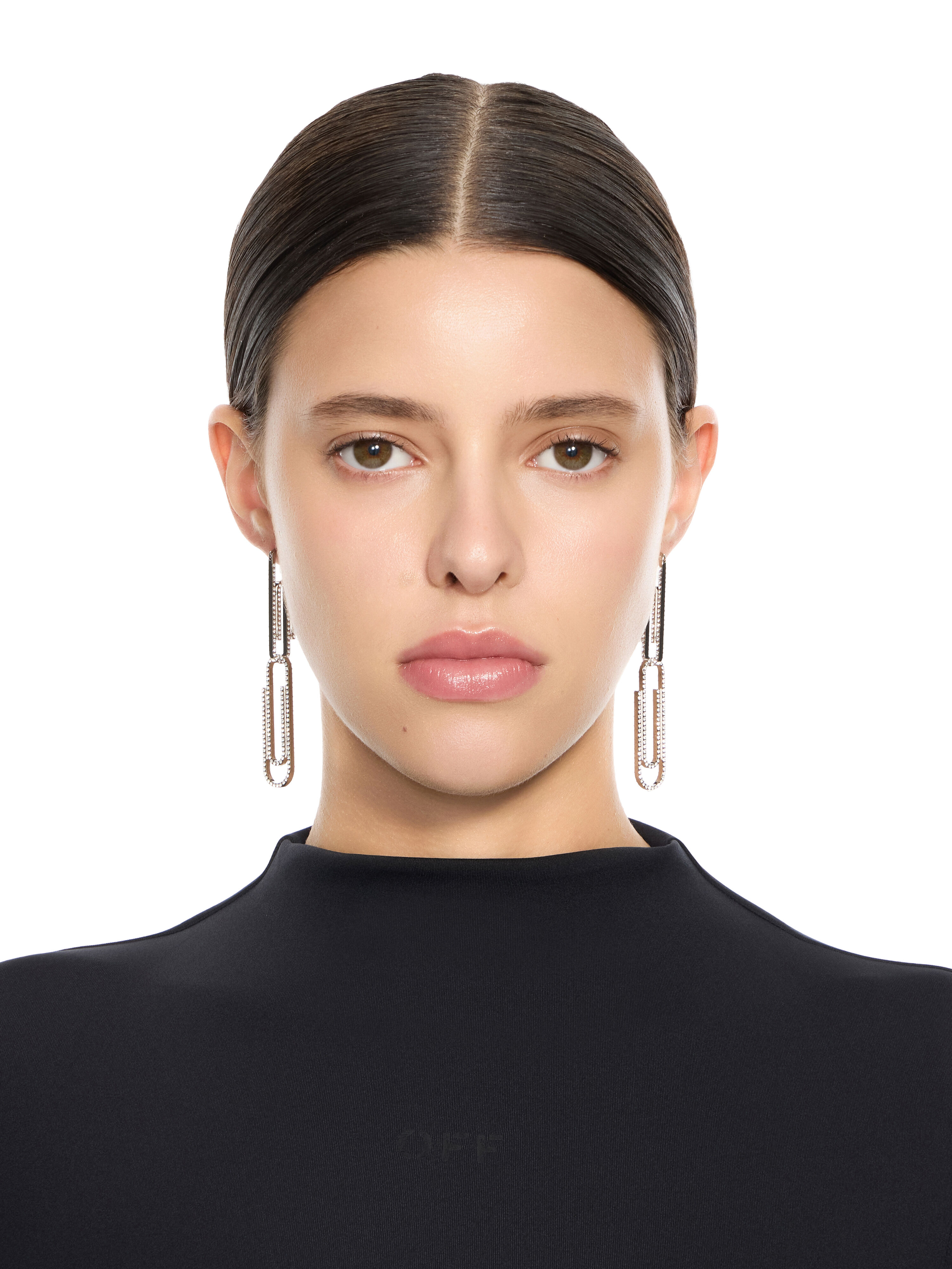 OFF WHITE Paperclip Strass Earrings GOLD OWOD2ACS26MET001