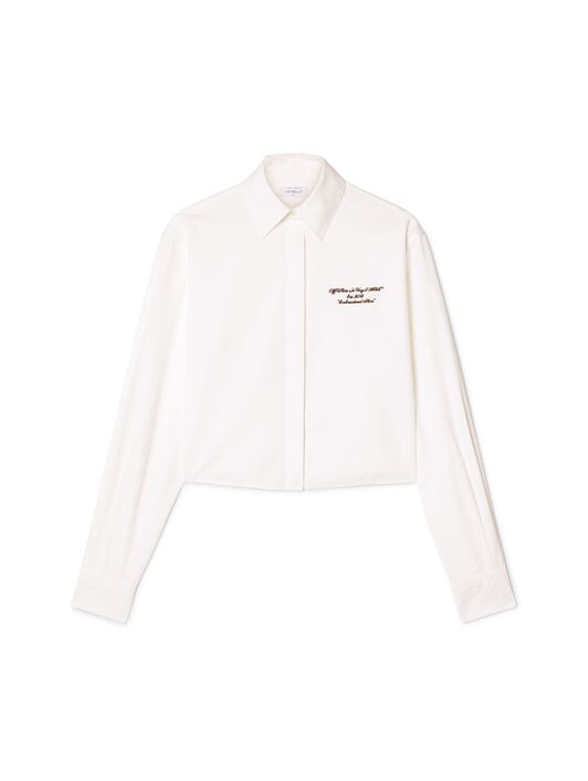 OFF WHITE White Poplin Boxy Long-Sleeved Shirt WHITE OWGE02AS25FAB001