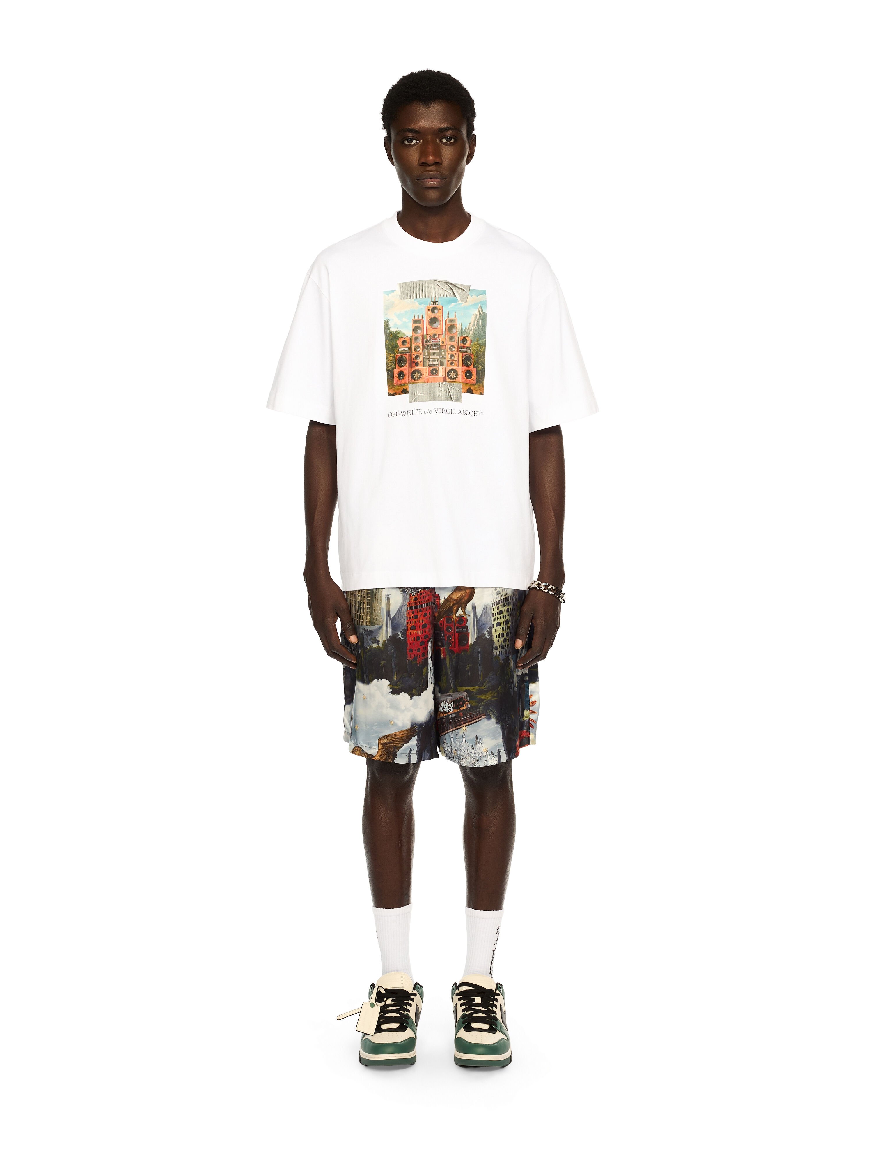 OFF WHITE Train Off Skate Logo Tee WHITE - BLACK OMAA120F25JER004