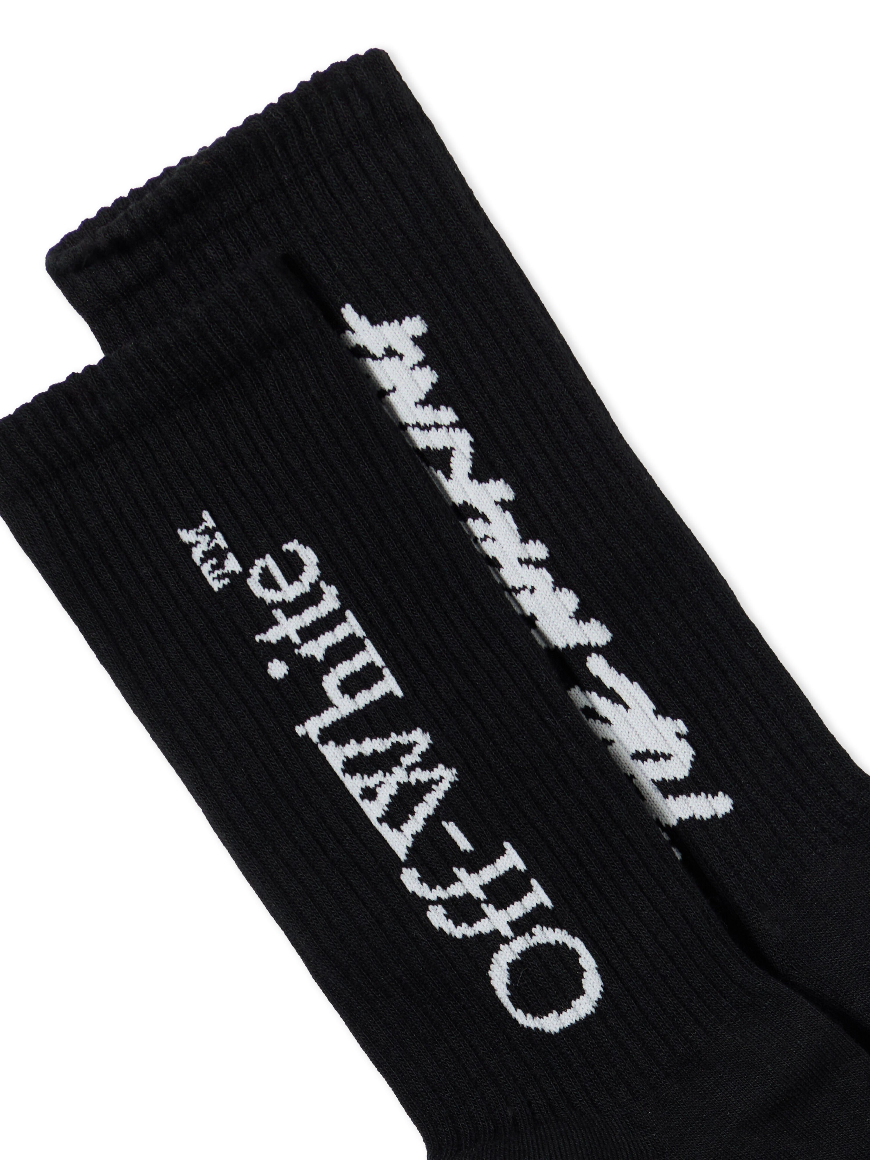 OFF WHITE Quote Mid Calf Socks BLACK - LIGHT GREY OMRA085F25KNI002