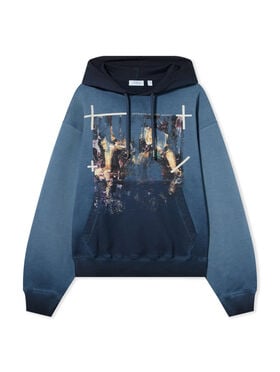 OFF WHITE Ripped Narciso Regular Hoodie CLOUD BLU GRAPHITE 44MBB12NF26F00A
