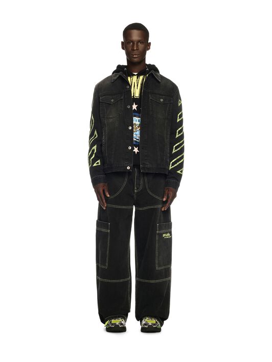 OFF WHITE Black Arrow Outline Denim Jacket BLACK OMYE09BS25DEN004