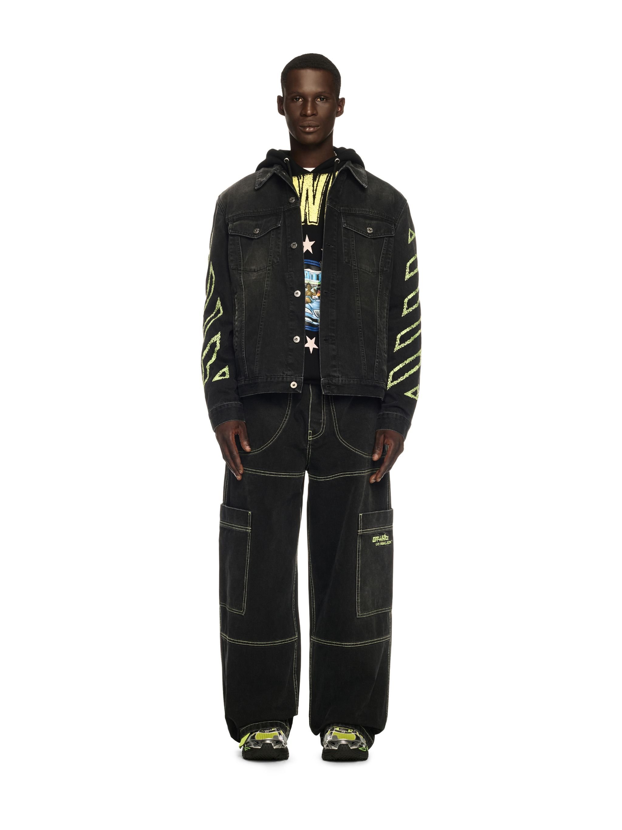 OFF WHITE Black Arrow Outline Denim Jacket BLACK OMYE09BS25DEN004
