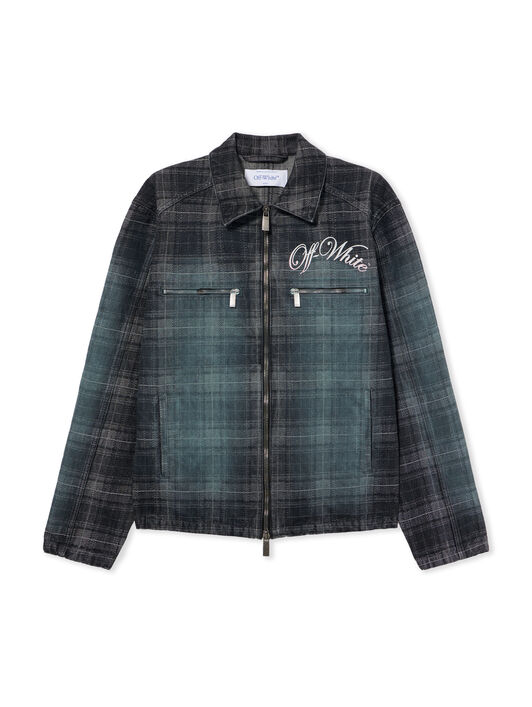 OFF WHITE Check Jacquard Skate Coach Denim Jacket CHECK JAQUARD 44MYE09PS26D001