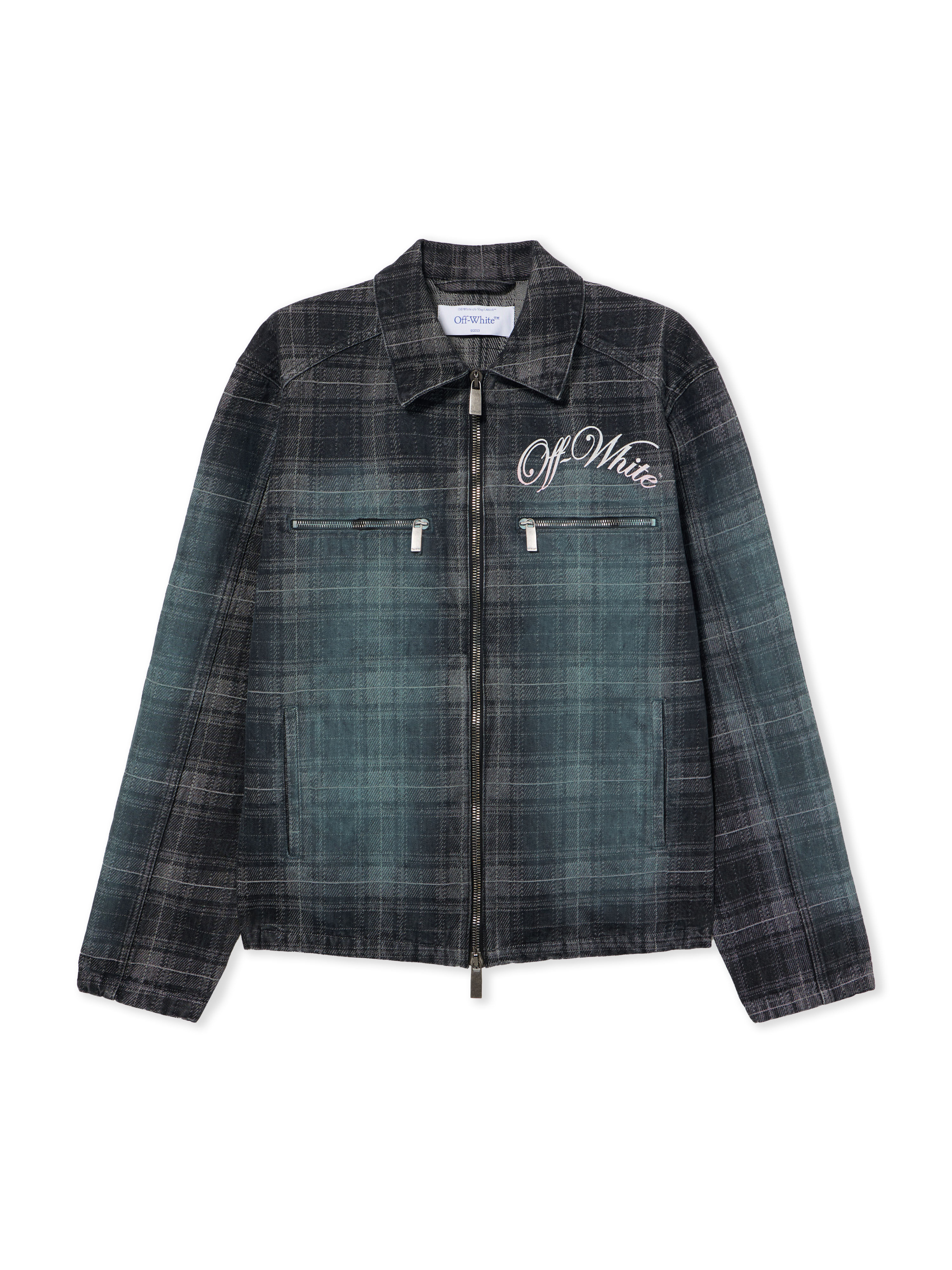 OFF WHITE Check Jacquard Skate Coach Denim Jacket CHECK JAQUARD 44MYE09PS26D001