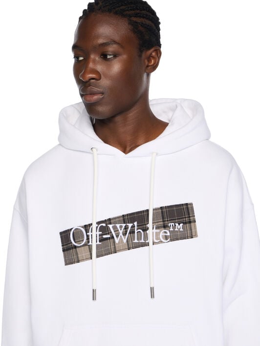 Diagonal Flannel Hoodie OFF WHITE Diagonal Flannel Hoodie WHITE - BLACK OMBB085F25FLE00S