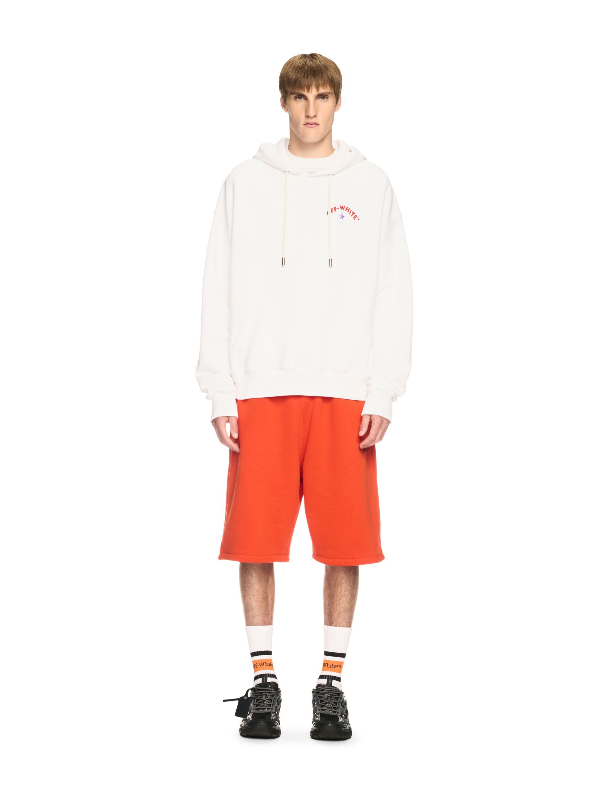 OFF WHITE Felpa Bianca Con Cappuccio E Motivo Starry Arrow BIANCO OMBB085S25FLE00D