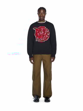 OFF WHITE Sphere Logo Chunky Knit Crewneck Sweater BLACK - CHILI PEPPER OMHE136F25KNI001
