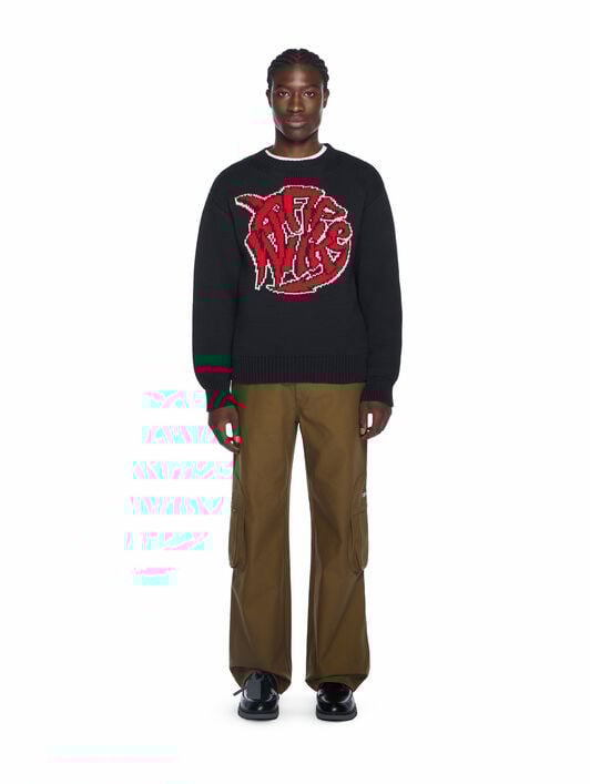 Sphere Logo Chunky Knit Crewneck Sweater OFF WHITE Sphere Logo Chunky Knit Crewneck Sweater BLACK - CHILI PEPPER OMHE136F25KNI001