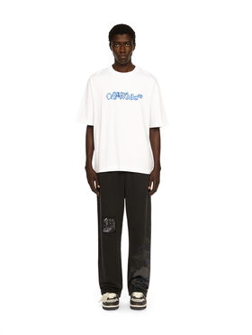 OFF WHITE Cloudy Arrow Skate Logo T-Shirt WHITE - NAUTICAL BLUE OMAA120F25JER00G