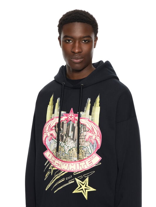 OFF WHITE Big Frame World Loose Hoodie BLACK 44MBB12MZ26F005