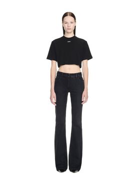 OFF WHITE Off Stamp Rib Cropped Tee Black-White 2AA081C99JER004