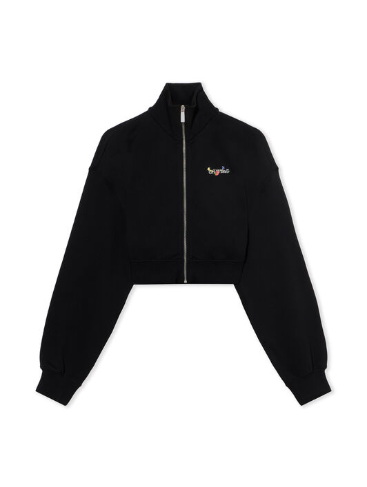 OFF WHITE Arrow Glass Flower Crop Zipup BLACK - WHITE OWBE006F25FLE002