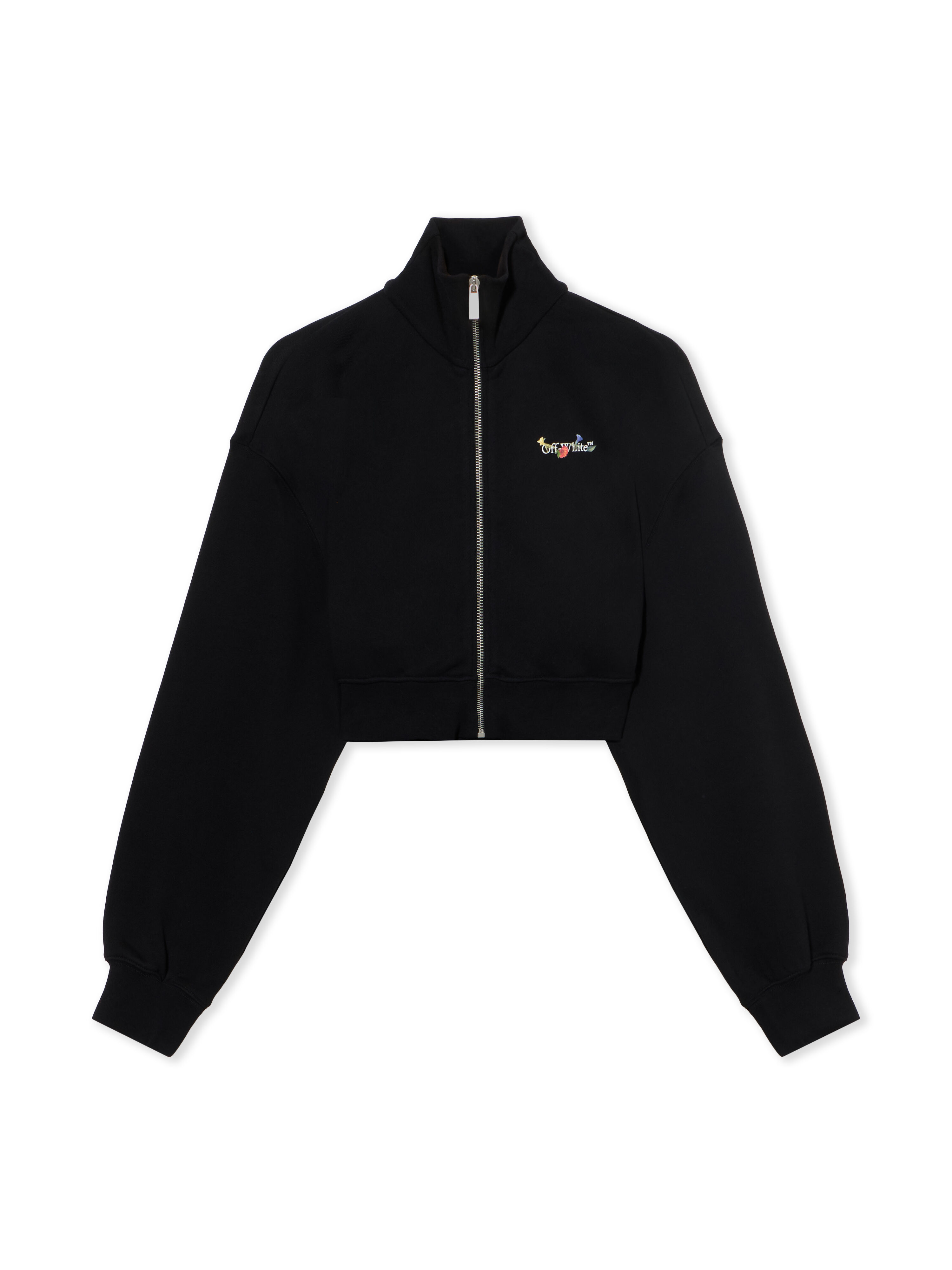 OFF WHITE Arrow Glass Flower Crop Zipup BLACK - WHITE OWBE006F25FLE002