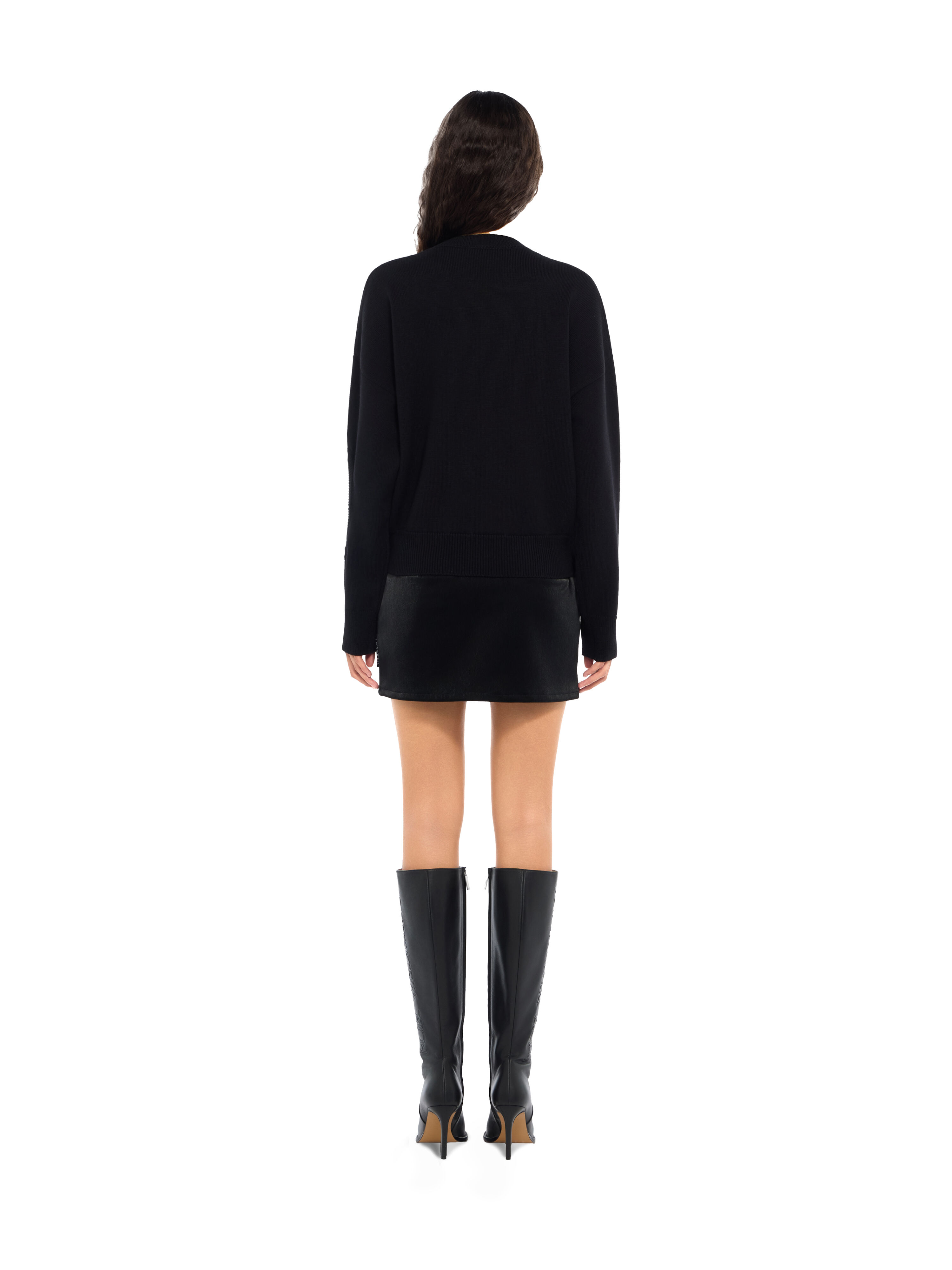 Meteor Cropped Knit Sweater OFF WHITE Meteor Cropped Knit Sweater Black-White 2FE00527T