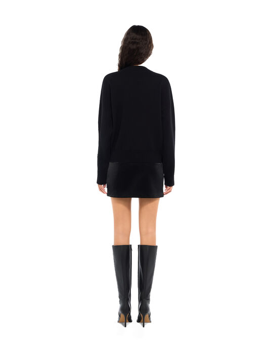 Meteor Cropped Knit Sweater OFF WHITE Meteor Cropped Knit Sweater Black-White 2FE00527T
