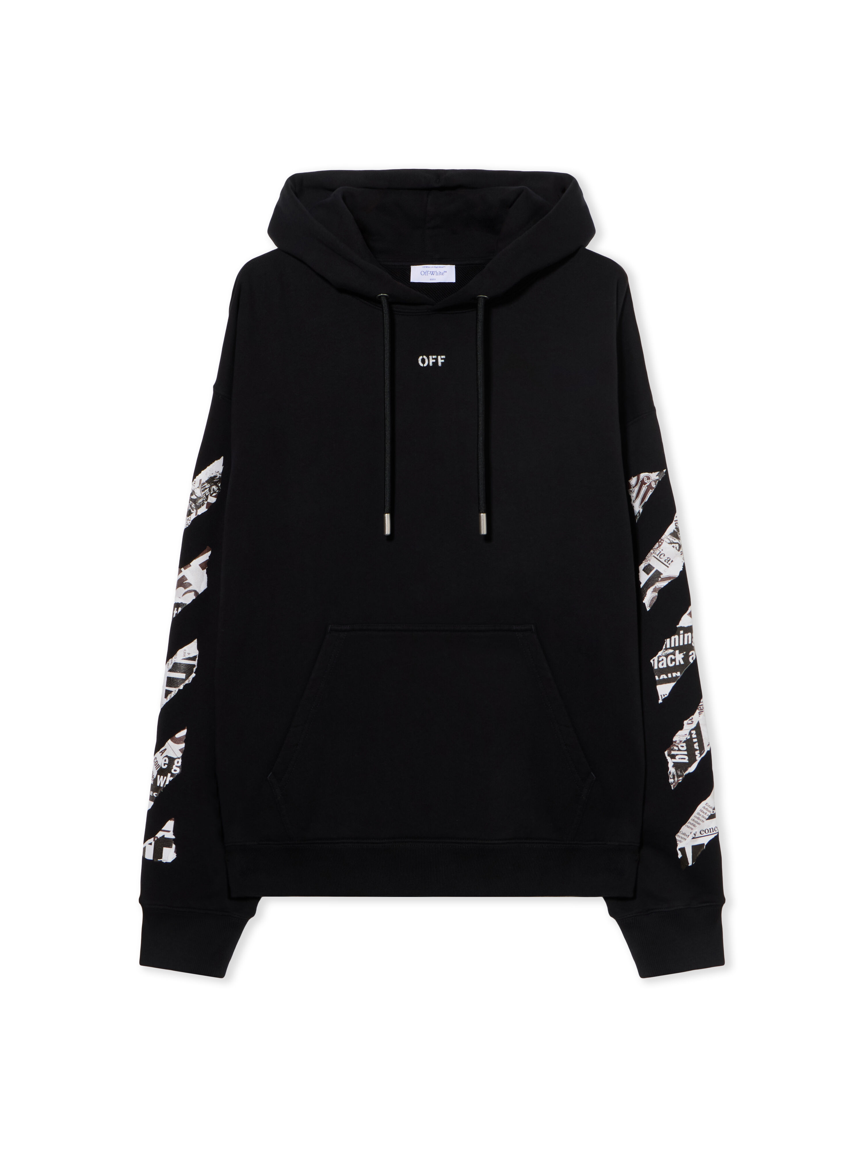 OFF WHITE Newspaper Arrow Skate Hoodie BLACK - WHITE OMBB085F25FLE00E