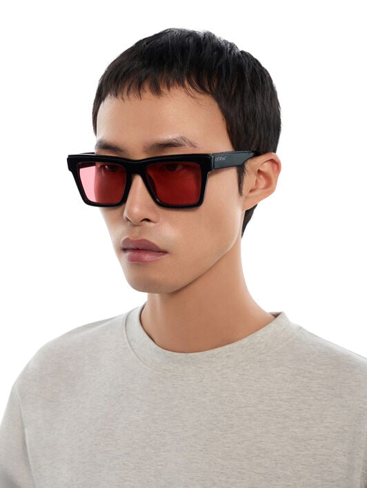 Virginia Red Lens Sunglasses OFF WHITE Virginia Red Lens Sunglasses Shiny Black OW1037102553