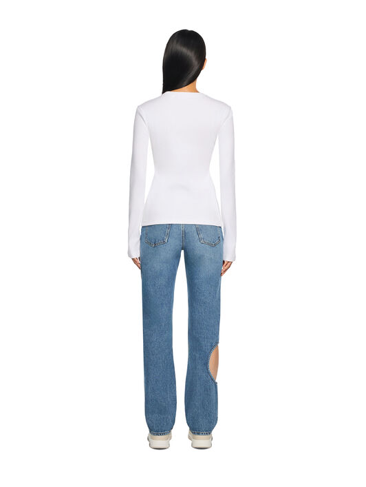 OFF WHITE Off Stamp Ribbed Long Sleeves T-Shirt White-Black 2FB00674T