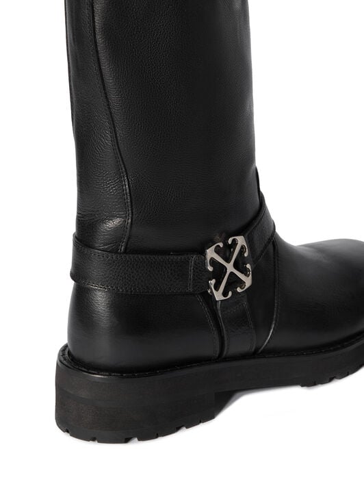 OFF WHITE Off Track Leather Boots BLACK - SILVER OMIE00EC99LEA001