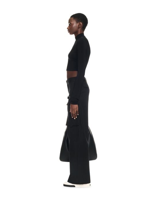 OFF WHITE CROP TOP NERO ADERENTE A MEZZO COLLO CON LOGO OFF NERO OWAD235C99JER001