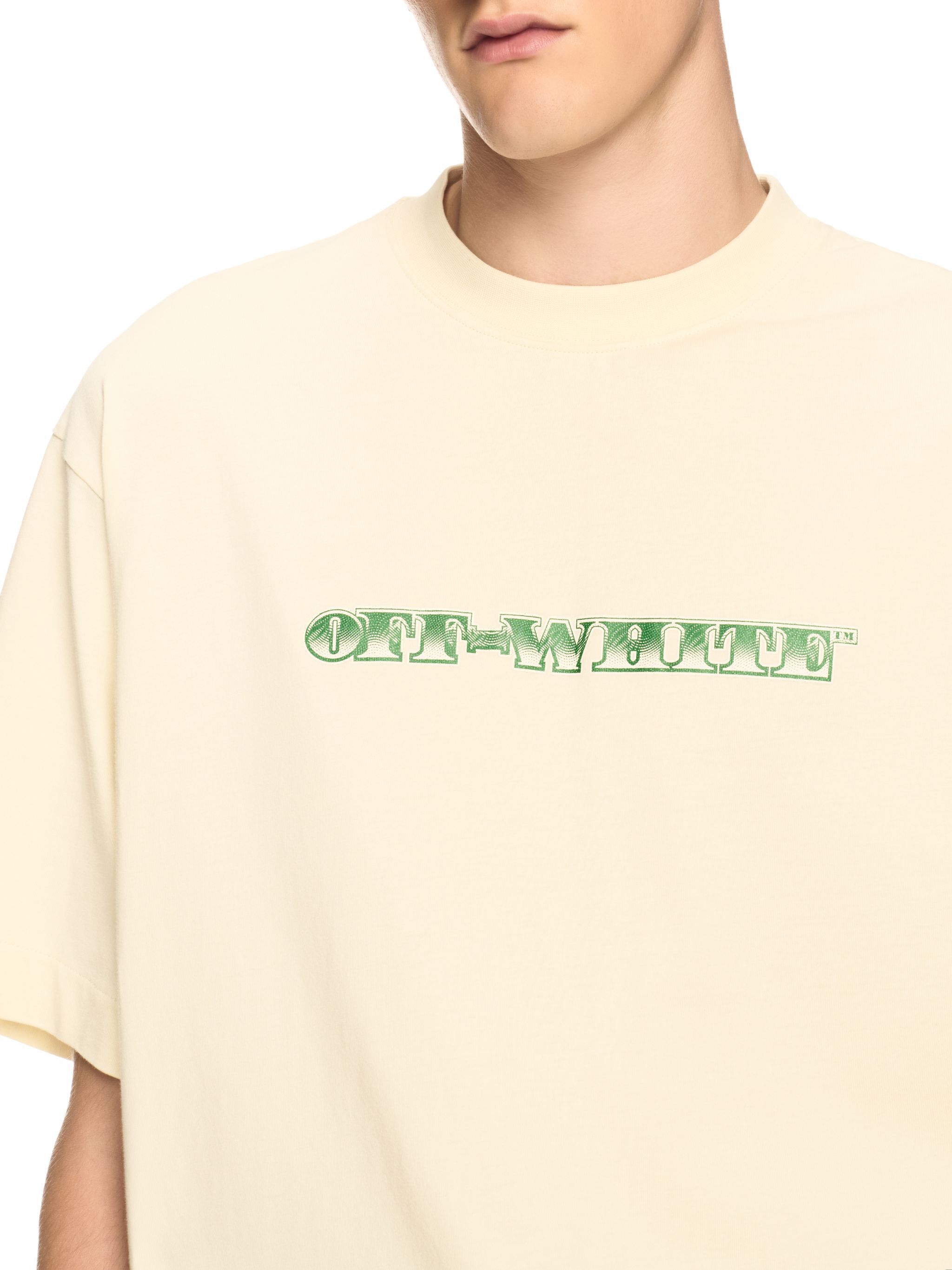 OFF WHITE Creme Geld-Pfeil T-Shirt NEUTRAL OMAA120S25JER00E