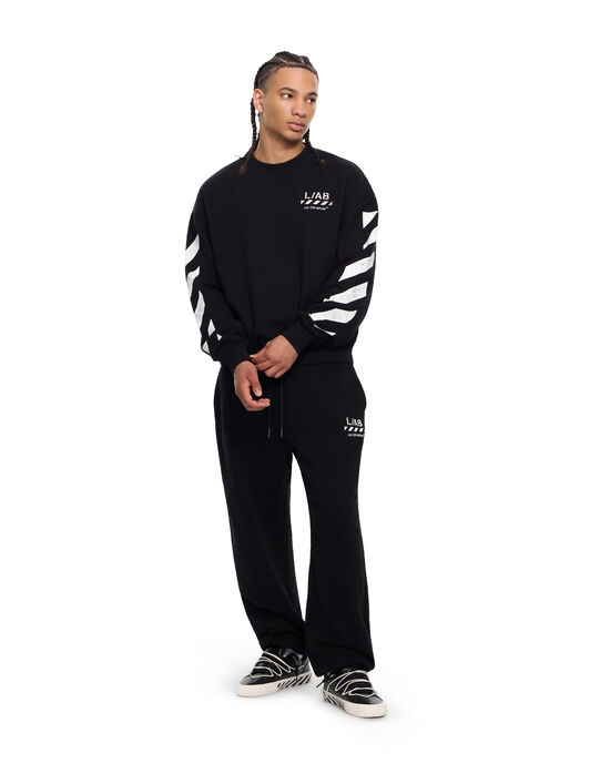 LAB L/AB Diagonal Crewneck Sweatshirt BLACK 44LABF26K052