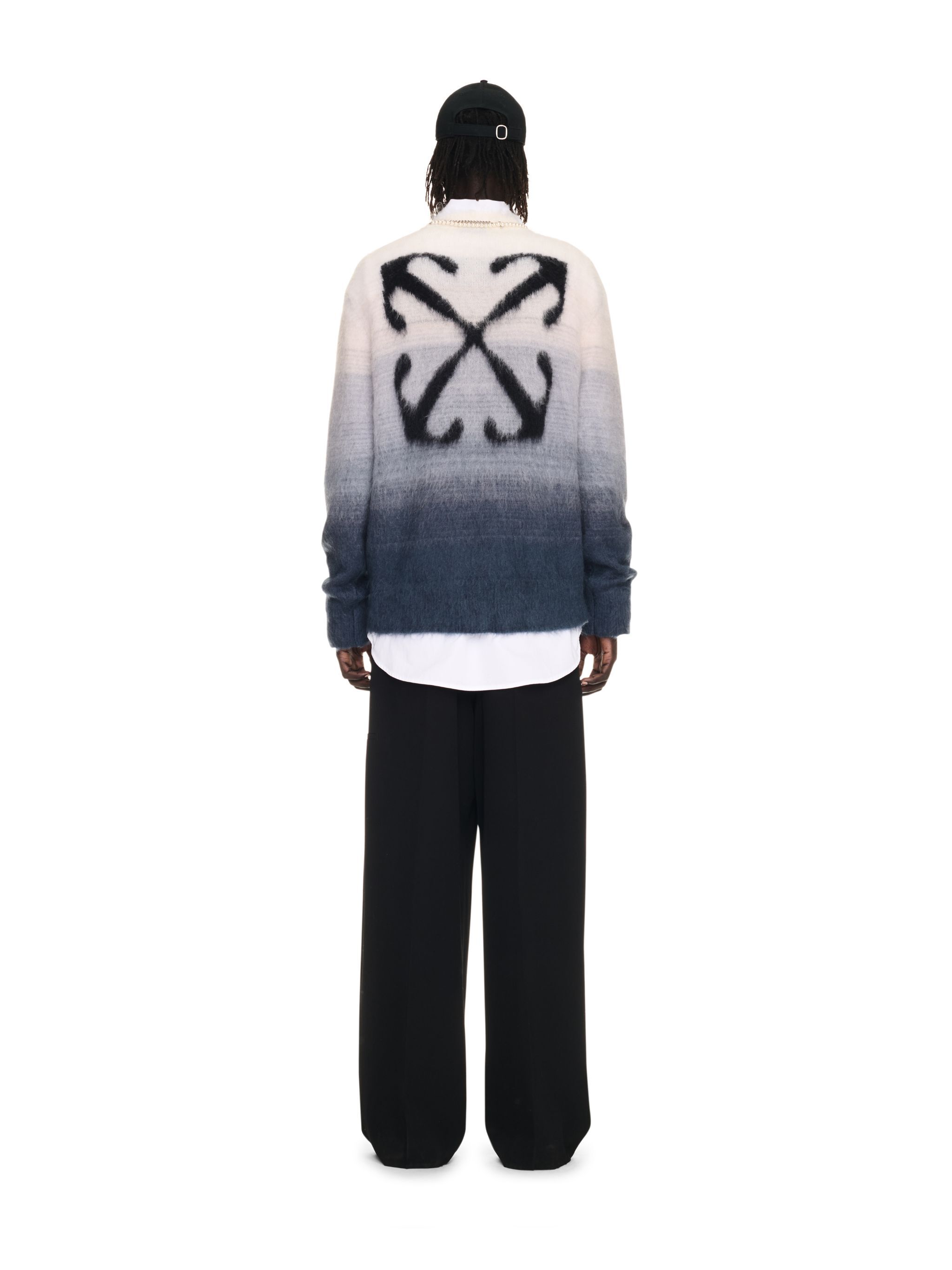OFF WHITE Mohair Arrow Gradient Knit Crewneck GREY OMHE170F24KNI001