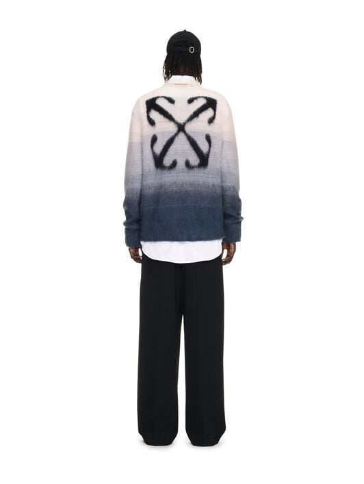 Mohair Arrow Gradient Knit Crewneck OFF WHITE Mohair Arrow Gradient Knit Crewneck GREY OMHE170F24KNI001