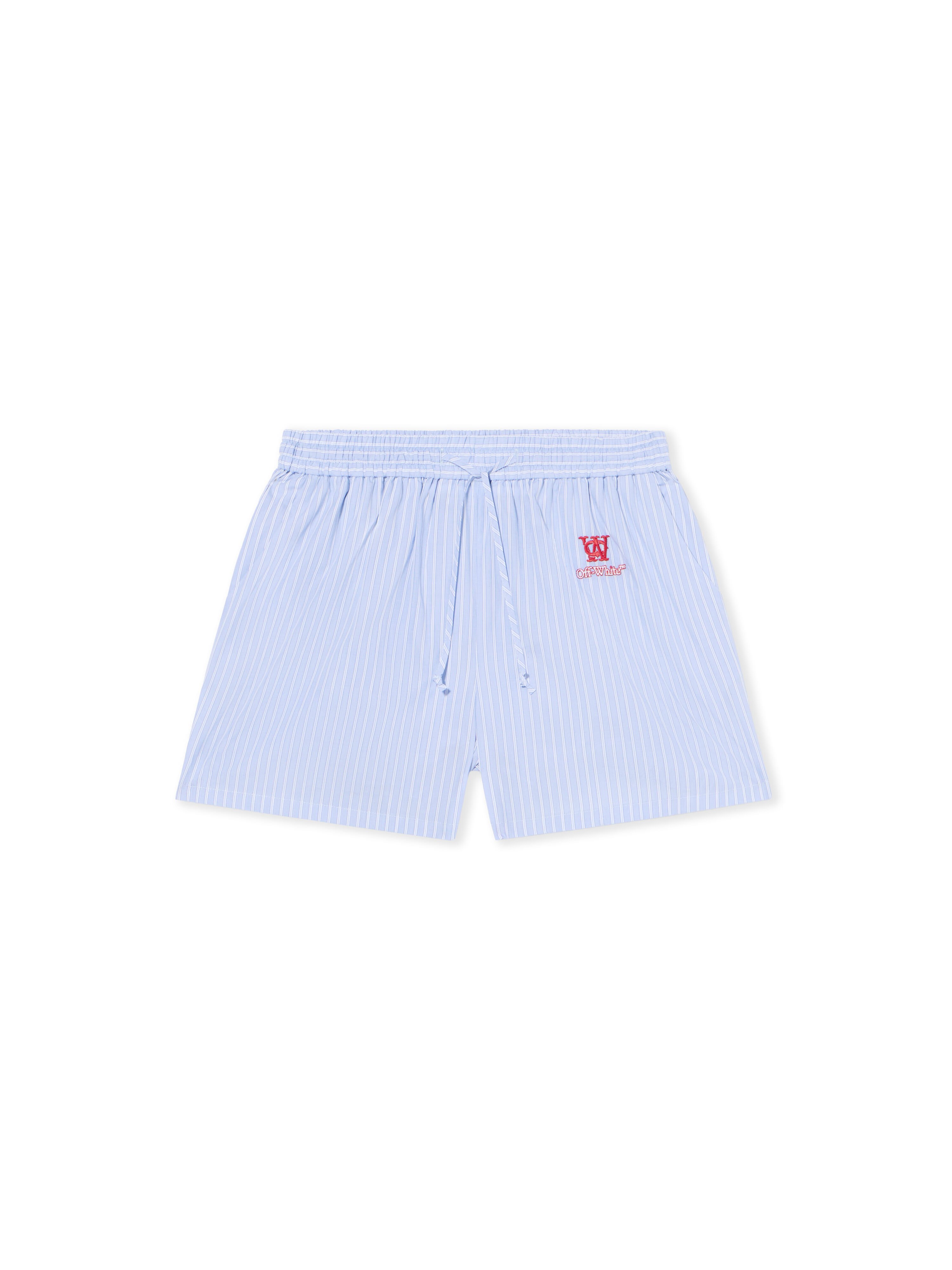OFF WHITE Striped Poplin Shorts KENTUCKY BLUE-RED DAHLIA OWCB05JF25FAB001
