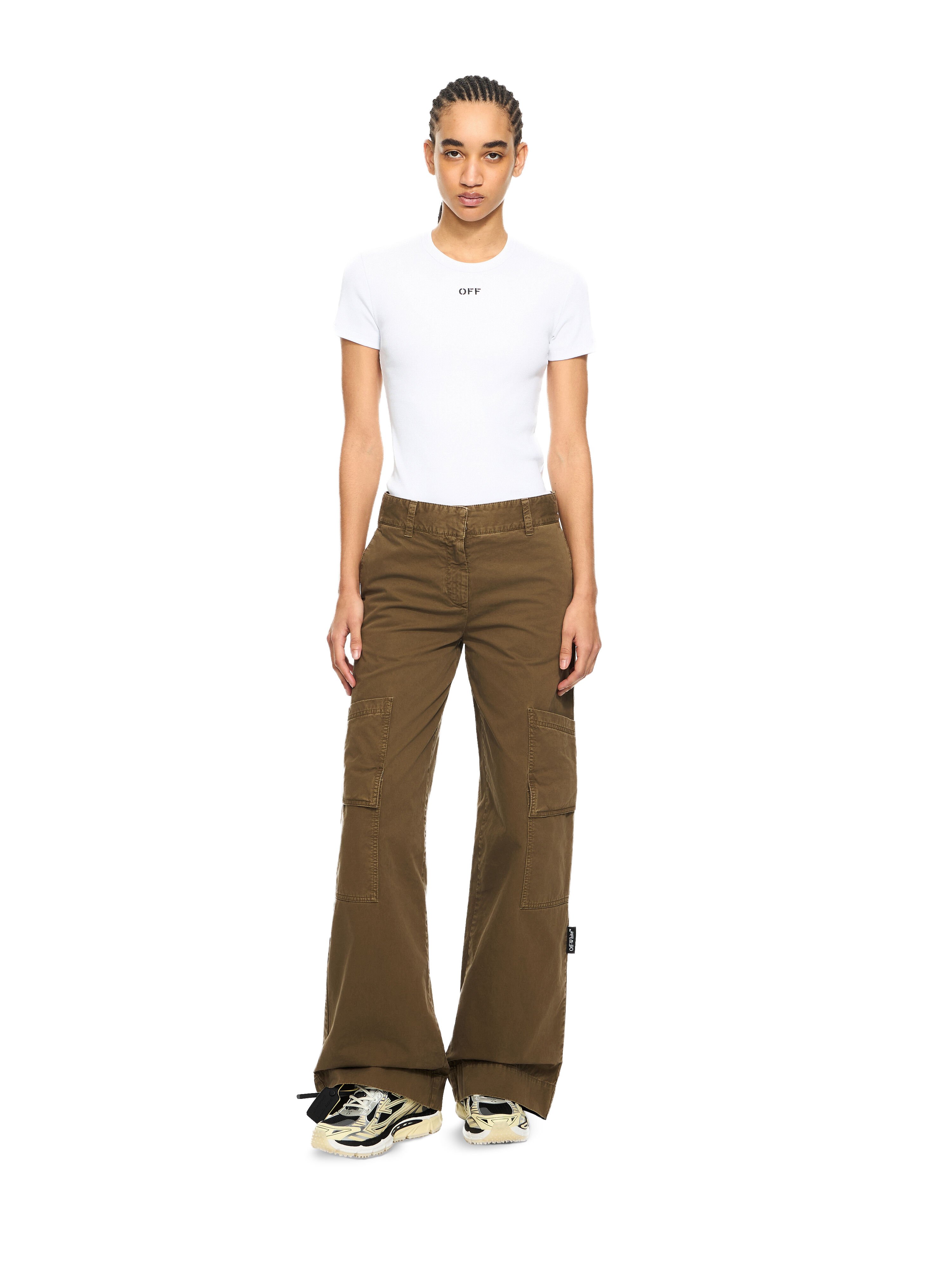 Off Stamp Ribbed Basic T-Shirt OFF WHITE Off Stamp Ribbed Basic T-Shirt White-Black 2AA065C99JER005