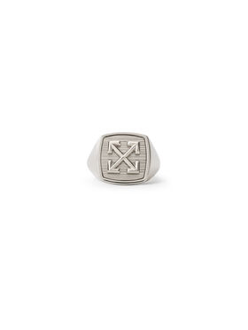 OFF WHITE Arrow Textured Ring SILVER OMOC07LC99MET001
