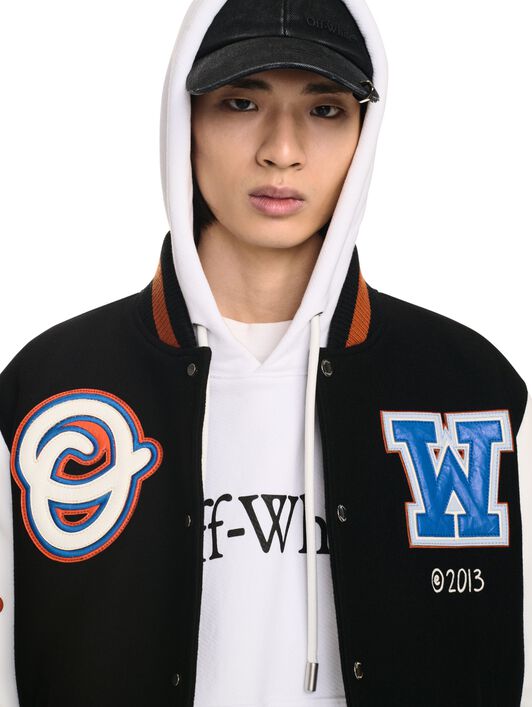 WIZ LEA WOOL VARSITY JKT OFF WHITE WIZ LEA WOOL VARSITY JKT BLACK OMJA122F24LEA003