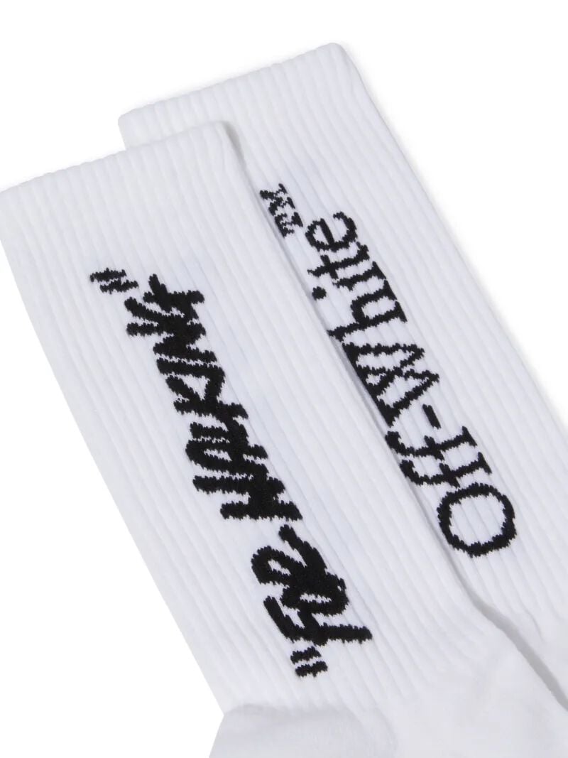OFF WHITE Calzini Medi Con Scritta BIANCO OMRA085C99KNI002