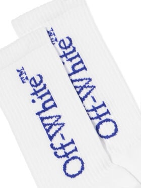 OFF WHITE Bookish Calf Socks WHITE - BLUE OWRA035F25KNI002