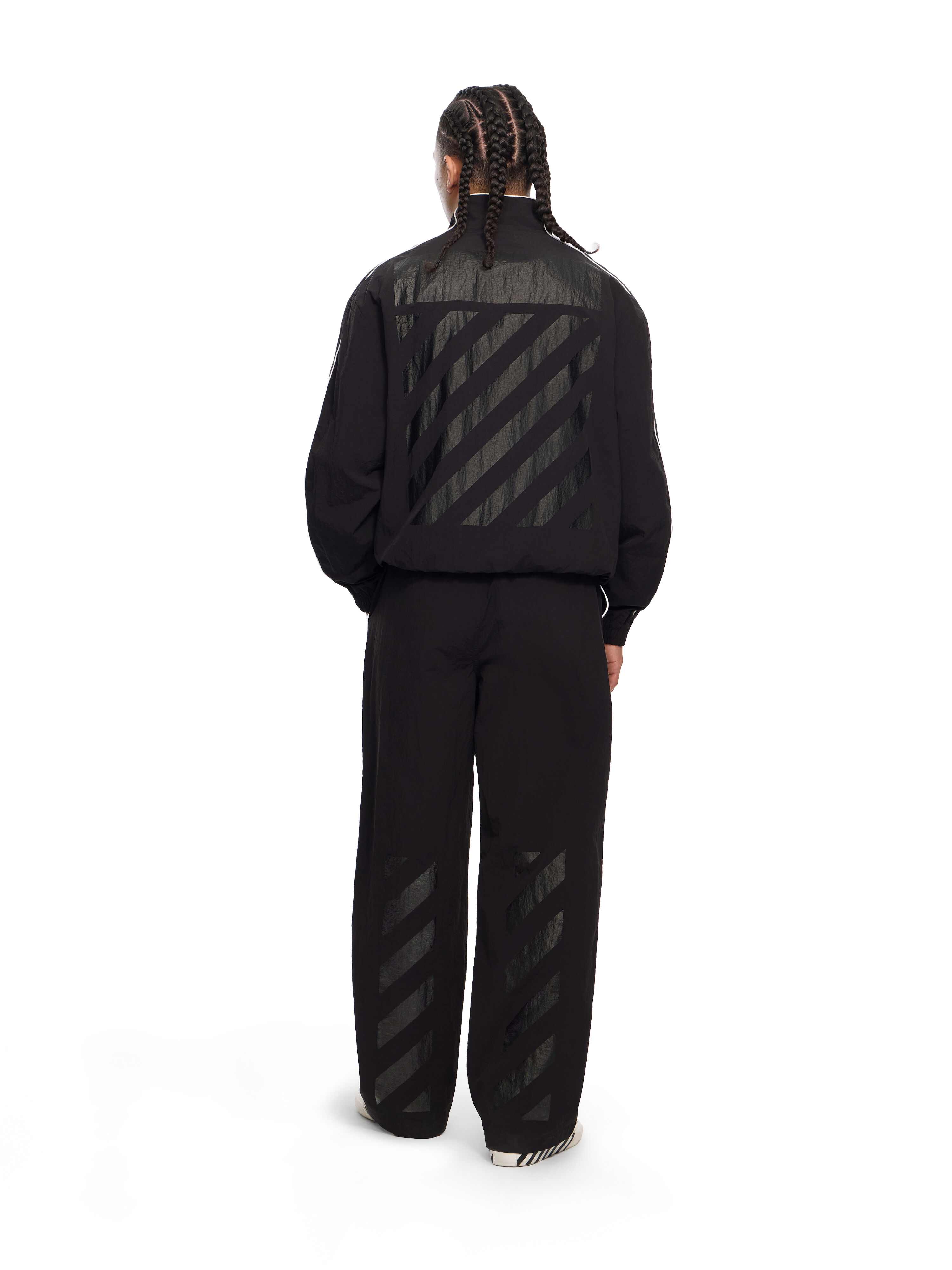 LAB L/AB Contrast Piping Diagonal Track Pants BLACK 44LABF26B063