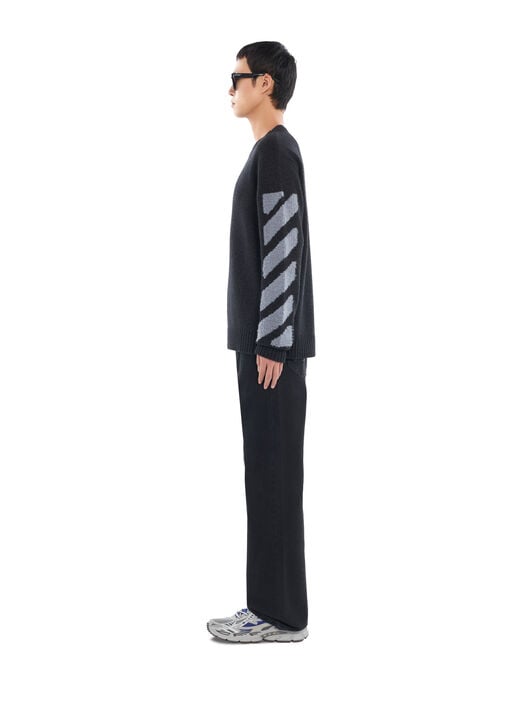 Diagonals Fuzzy Knit Crewneck OFF WHITE Diagonals Fuzzy Knit Crewneck ANTRACITE 44MHE087F26K002