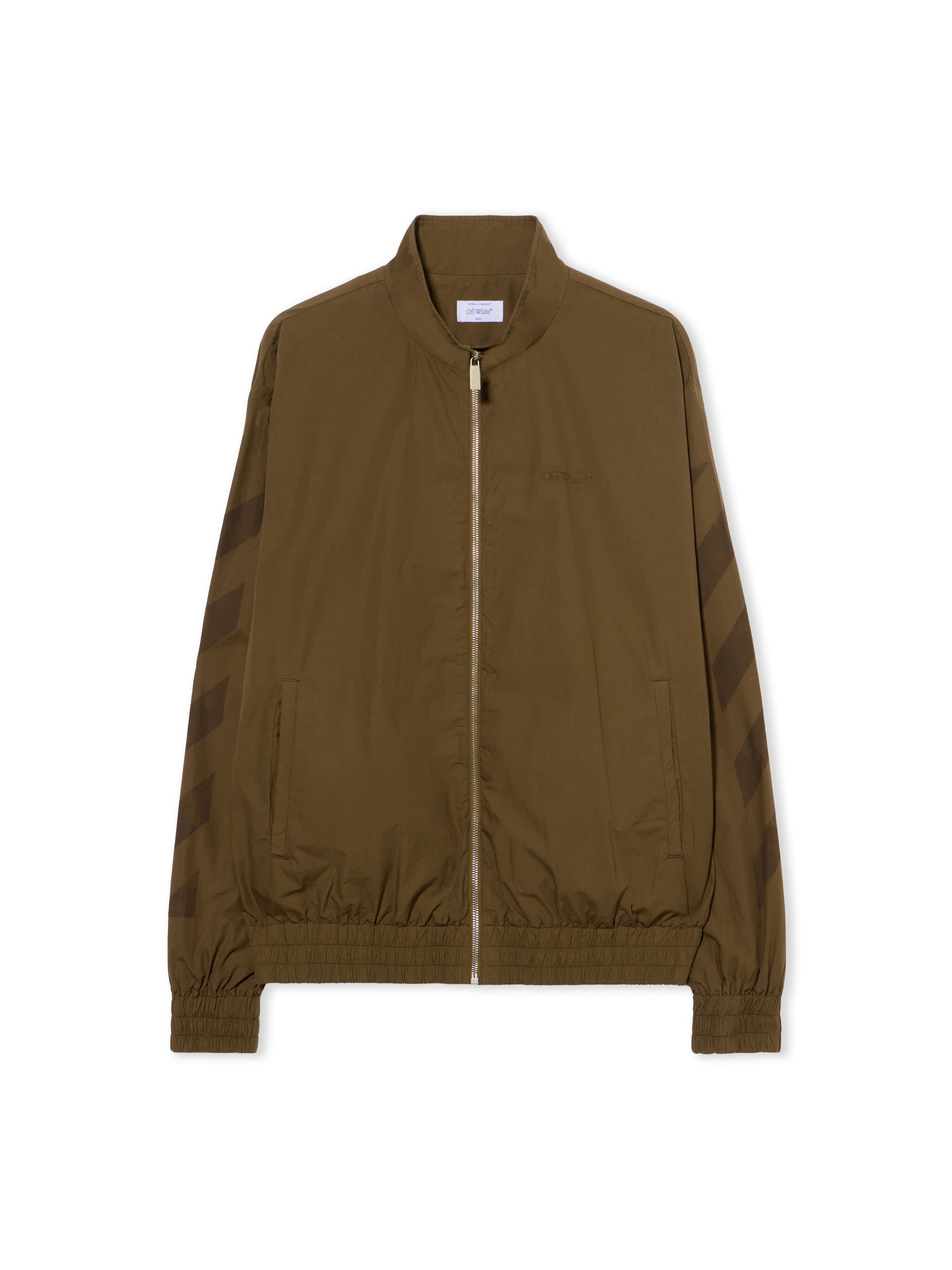 OFF WHITE Diagonal Cotton Tracktop ARMY GREEN - ARMY GREEN OMBD05GF25FAB001
