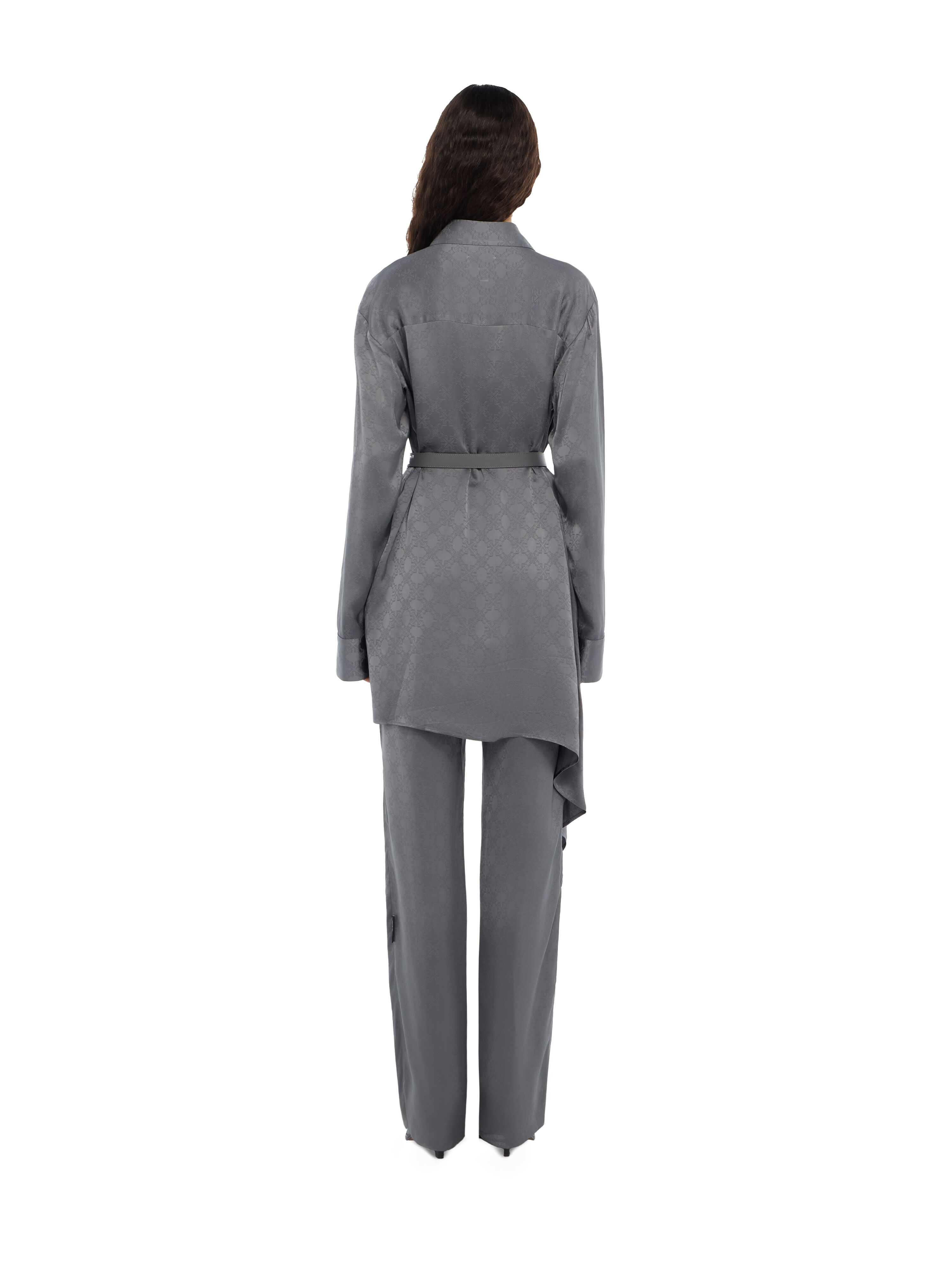 OFF WHITE Monogram Jacquard Asymmetric Shirt Dress Rosin Rosin 2FU00339T