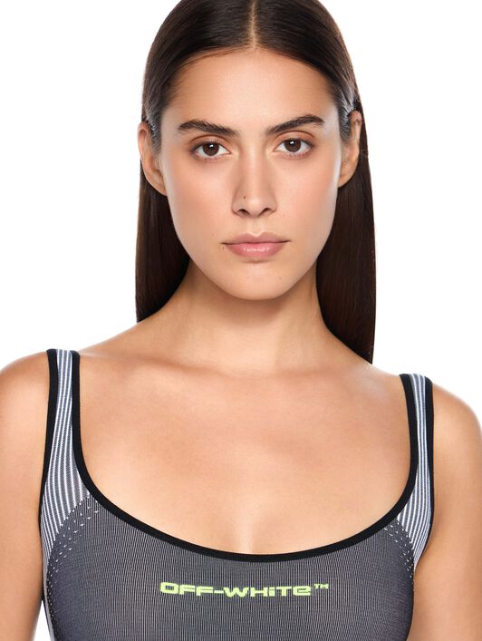 OFF WHITE Race Logo Arrow Seamless Onesie BLACK - LIME OWVP001F25KNI001