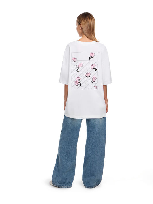 LAB L/AB Floral Logo Skate T-Shirt Bright White Flower LABF2639A00035T