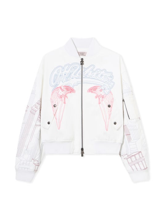OFF WHITE Skyline Cropped Bomber WHITE 44MEH05ZZ26F003