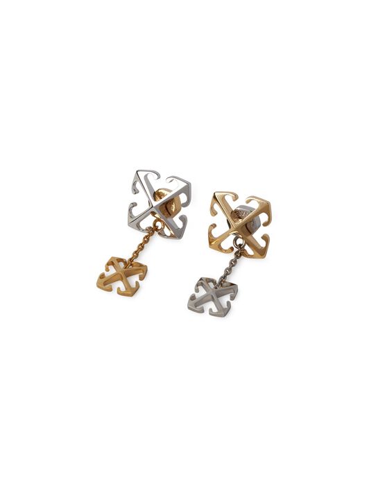 OFF WHITE Bicolor Arrow Pendant Earrings GOLD OWOD29US25MET001