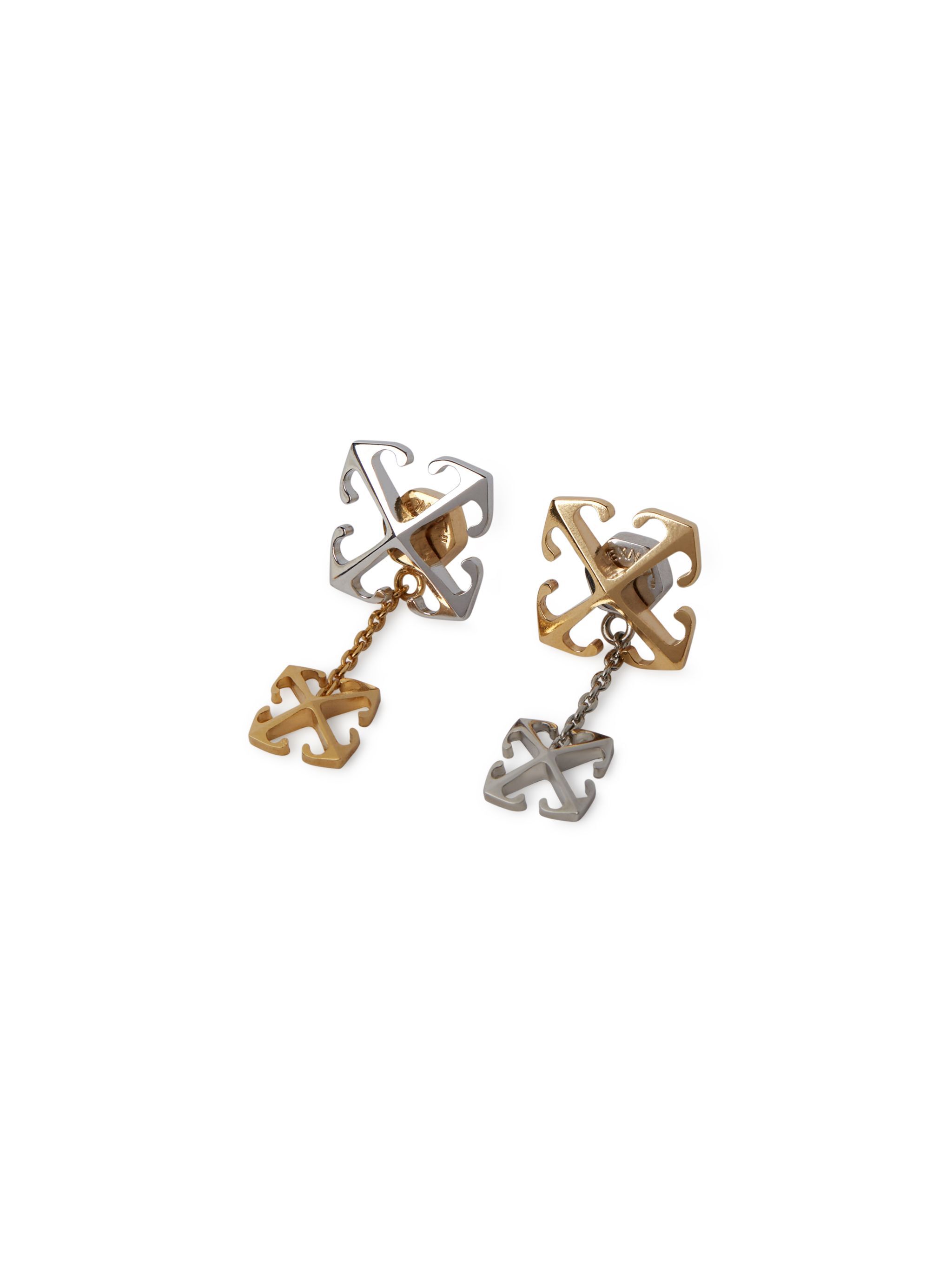 OFF WHITE Bicolor Arrow Pendant Earrings GOLD OWOD29US25MET001