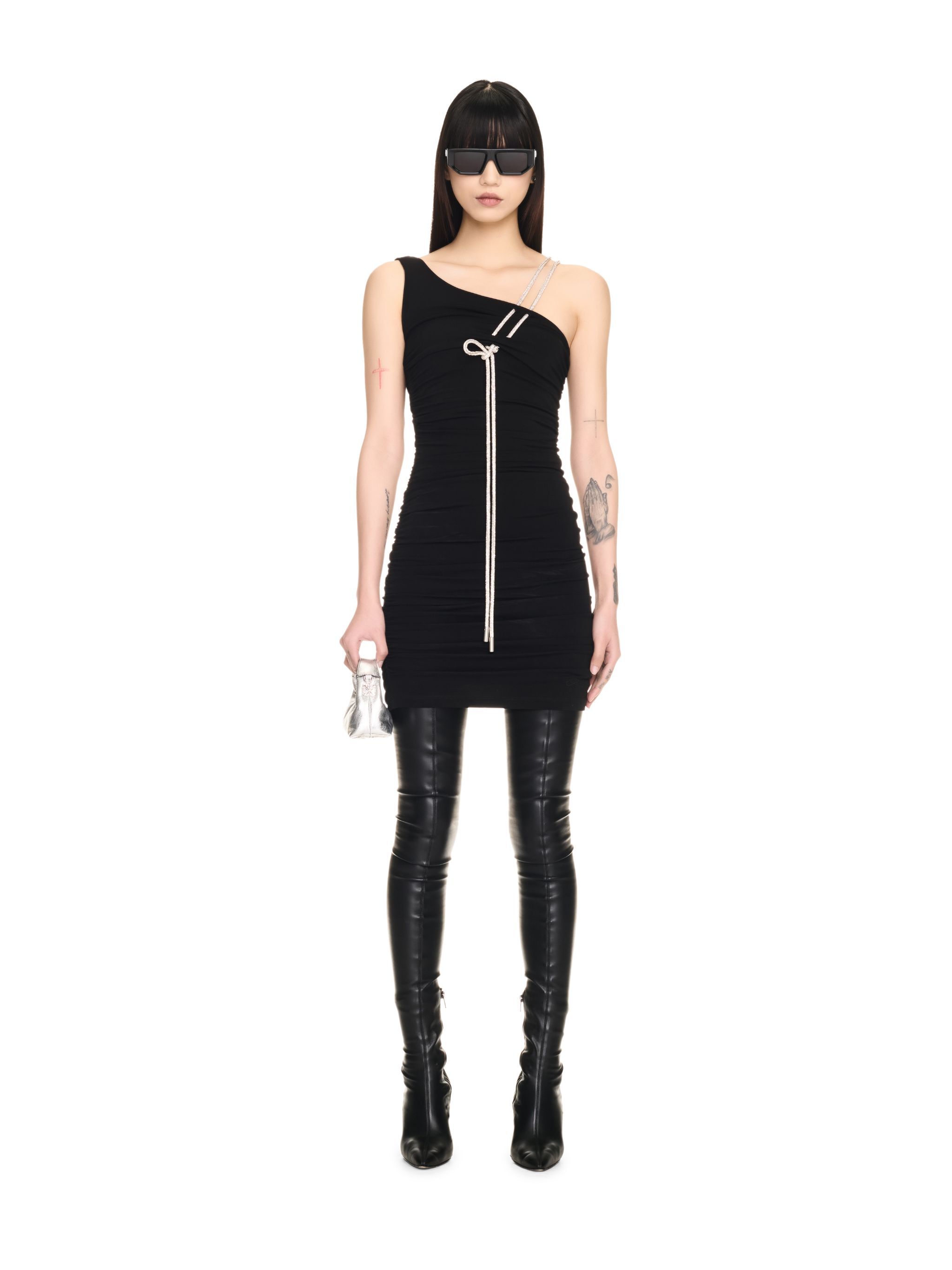 OFF WHITE VI CREPE BLING SL MINI DRESS BLACK OWDB50CF24JER001