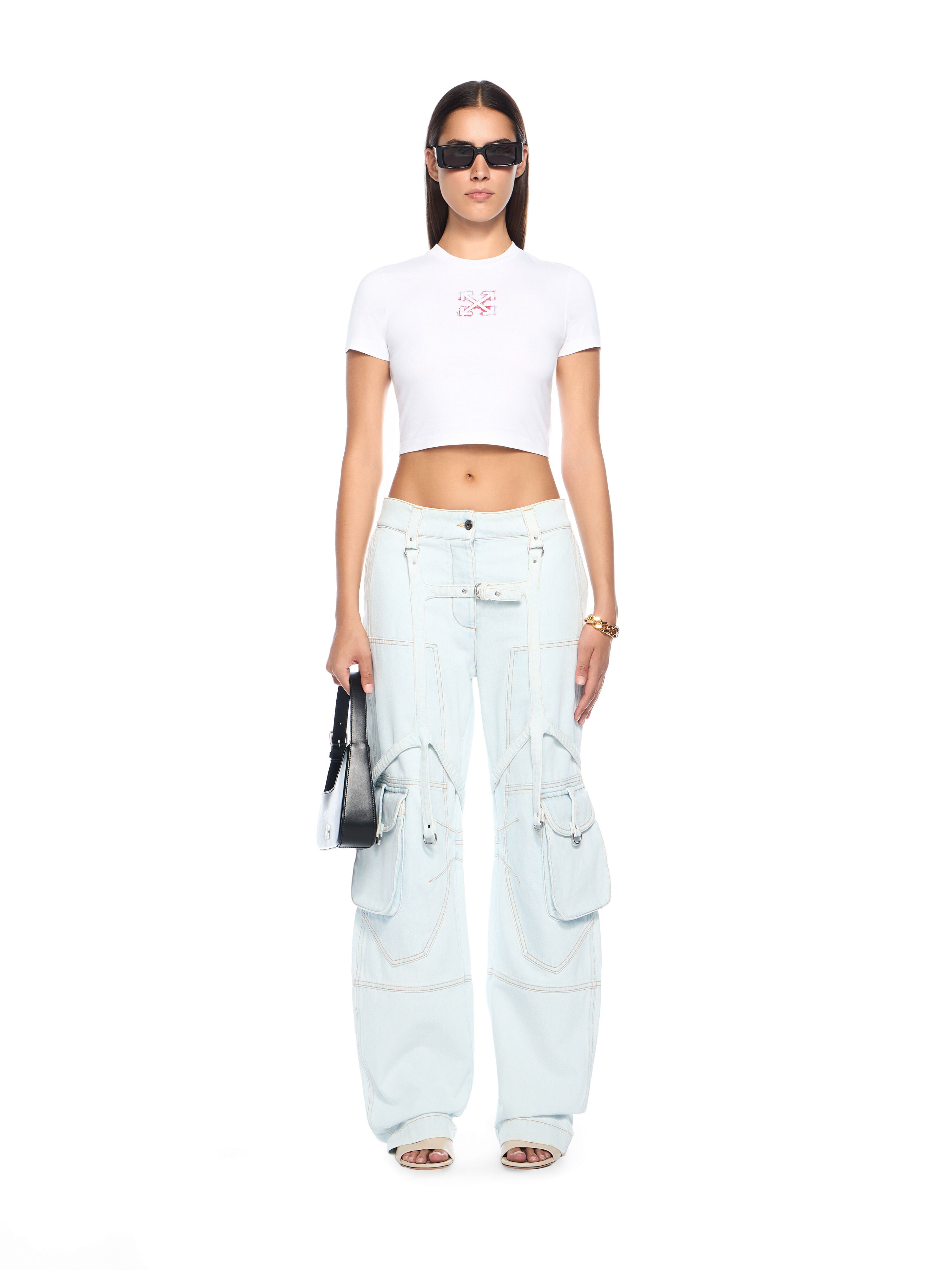 OFF WHITE Mini Water Arrow T-Shirt WHITE- RED DAHLIA OWAA133F25JER001