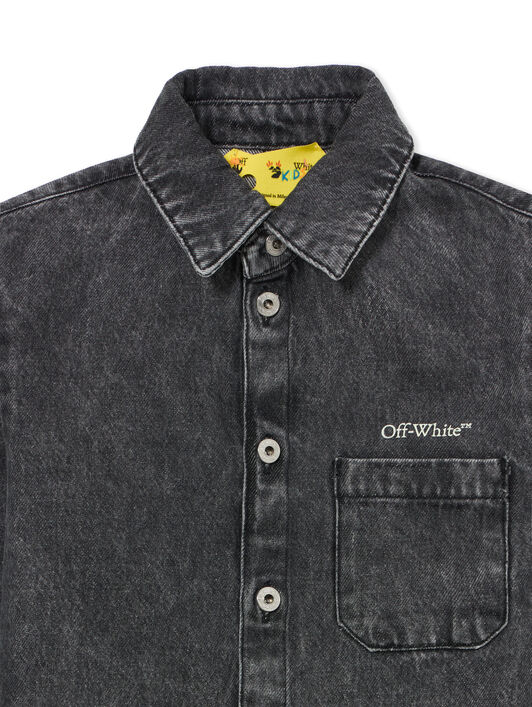 OFF WHITE Classic Arrow Tab Denim Shirt MEDIUM GREY 44BYD001S26D001