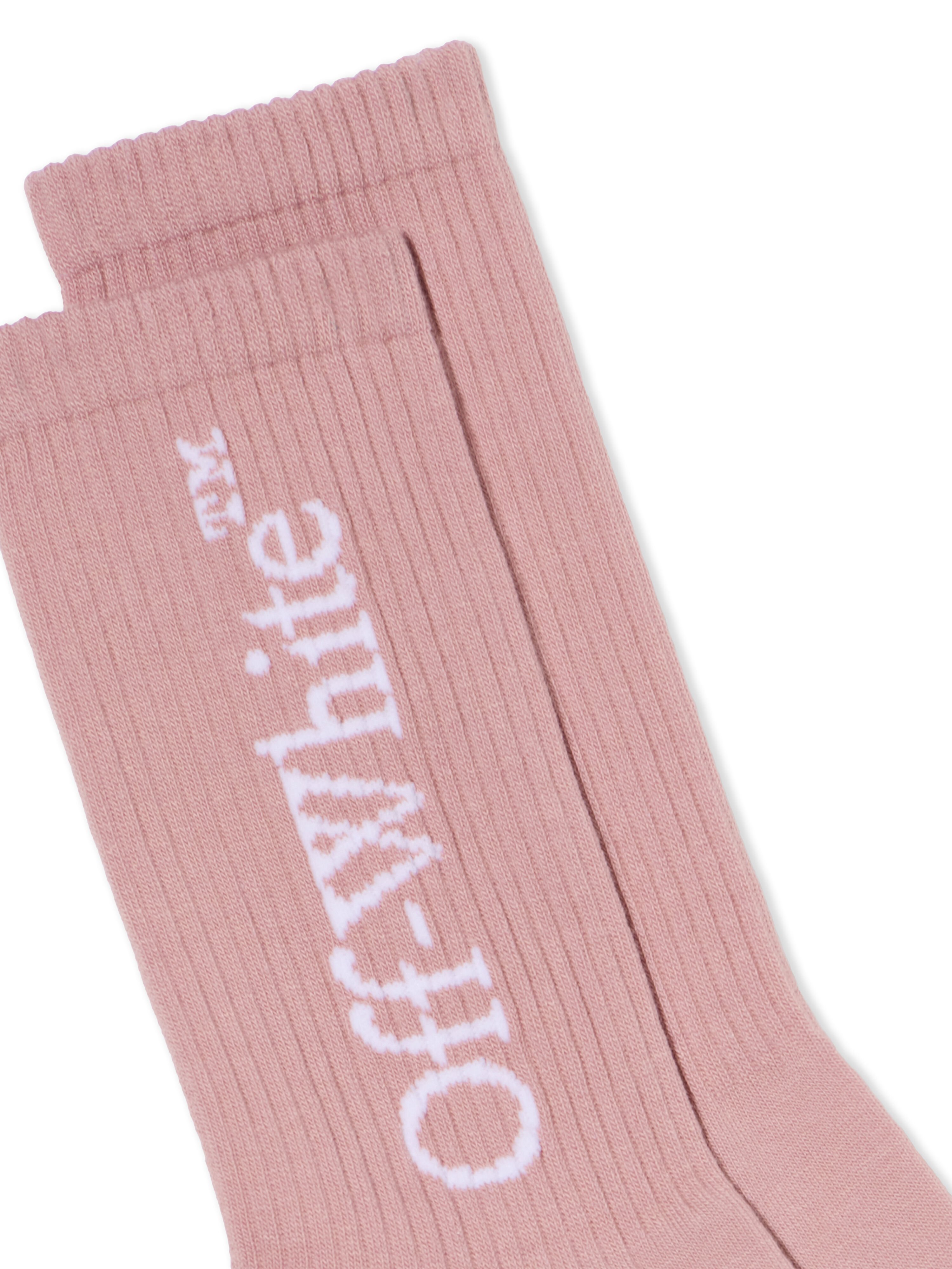 OFF WHITE Mid Bookish Calf Socks PINK - WHITE OWRA035F25KNI002