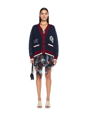 OFF WHITE Jacquard Knit Varsity Cardigan BLUE IRIS-WHITE OWHB04GF25KNI001